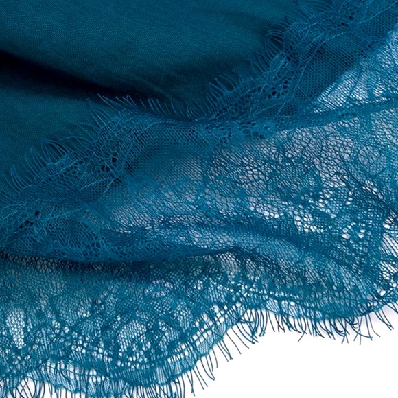 NWOT DARK GREEN LACE COTTON SCARF - Picture 2 of 2